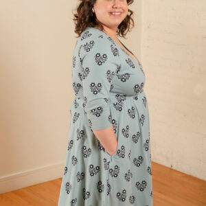 Callie 3/4 Sleeve Plus Size Wrap Dress - Retro Slate - Image 4