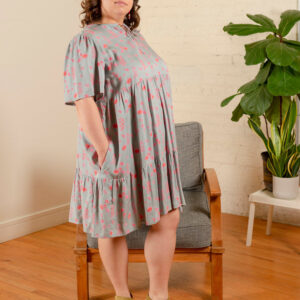 Adelaide Tiered Plus Size Mini Dress - Botanical Slate - Image 5