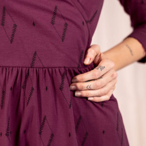 Callie 3/4 Sleeve Wrap Dress - Diamond Vine Dark Purple - Image 3