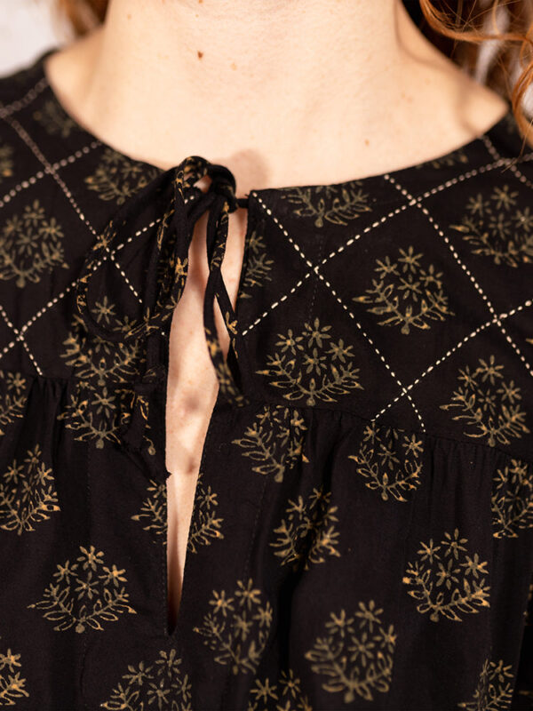 Devi Blouse - Floral Stamp Black - Image 2