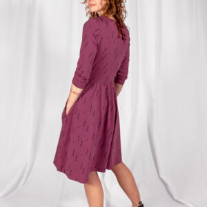 Callie 3/4 Sleeve Wrap Dress - Diamond Vine Dark Purple - Image 4