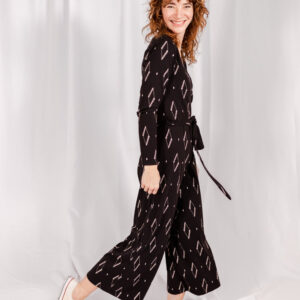 Rita Long Sleeve Jumpsuit - Diamond Vine Black - Image 2
