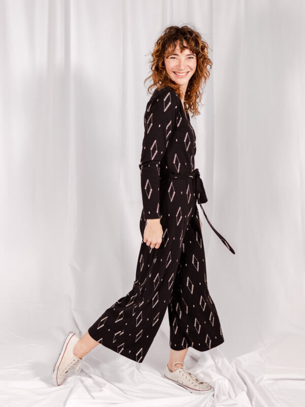 Rita Long Sleeve Jumpsuit - Diamond Vine Black - Image 2