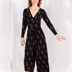 Rita Long Sleeve Jumpsuit - Diamond Vine Black - Image 5