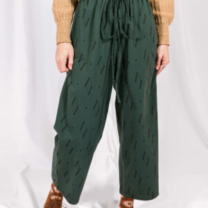 Fae Drawstring Pant - Diamond Vine Dark Sage - Image 3