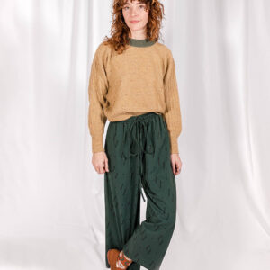 Fae Drawstring Pant - Diamond Vine Dark Sage - Image 4