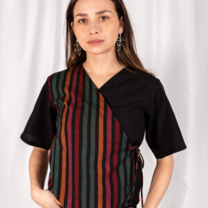 Winona Wrap Top - Sunset Stripe Mix - Image 3