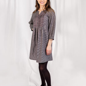 Vienna Pleated Dress - Woven Check Black - Image 2