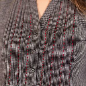 Vienna Pleated Dress - Woven Check Black - Image 5