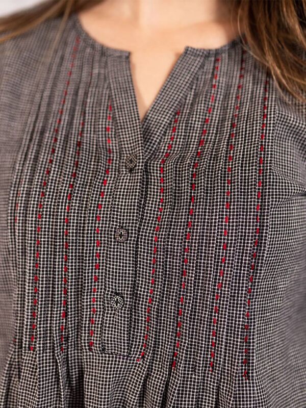 Vienna Pleated Dress - Woven Check Black - Image 5