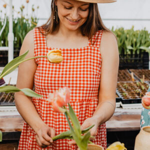 Billie Jumper Dress - Cherry Gingham - Image 2