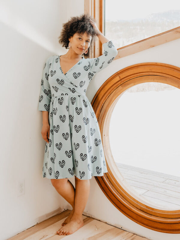 Callie 3/4 Sleeve Wrap Dress - Retro Slate - Image 2