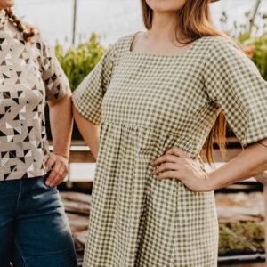 Nico Short Sleeve Mini Dress - Sage Gingham - Image 1
