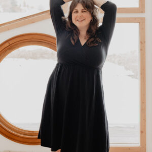 Callie 3/4 Sleeve Wrap Dress - Black - Image 3