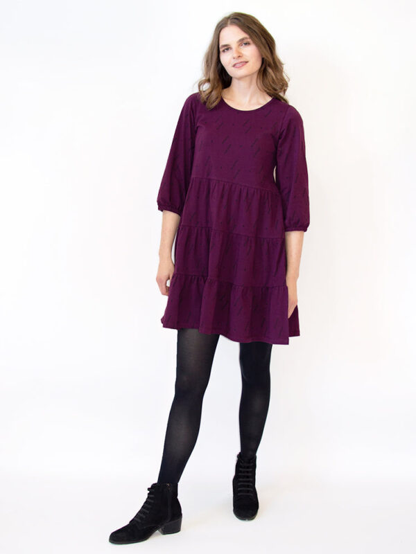 Bellini Long Sleeve Dress - Diamond Vine Dark Purple - Image 7