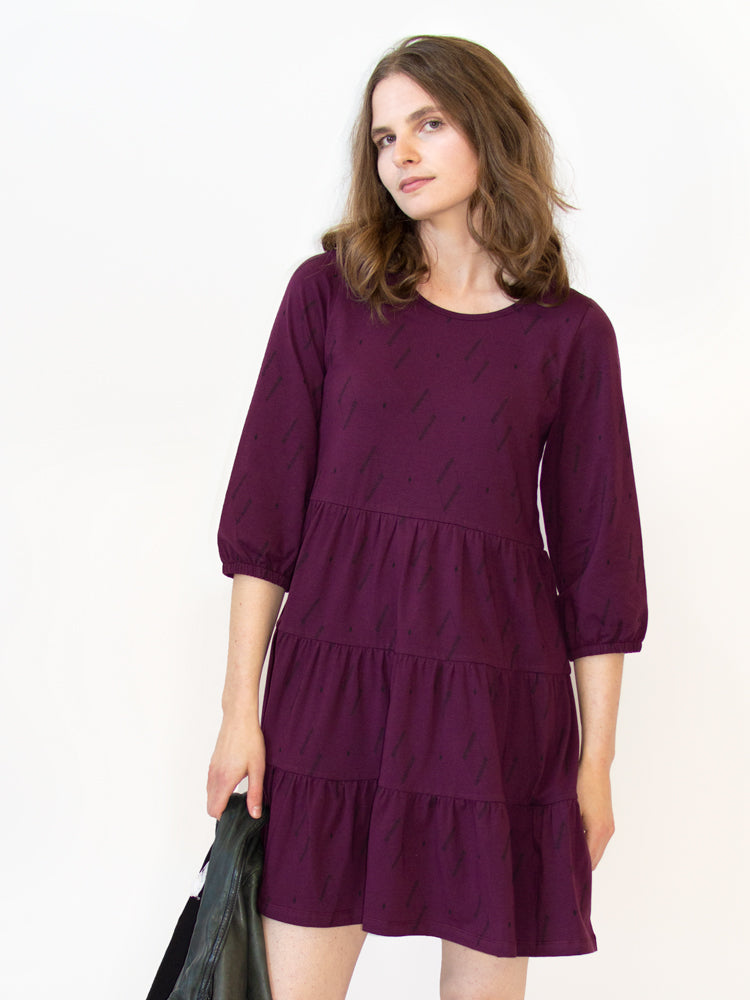 Bellini Long Sleeve Dress - Diamond Vine Dark Purple - Image 9
