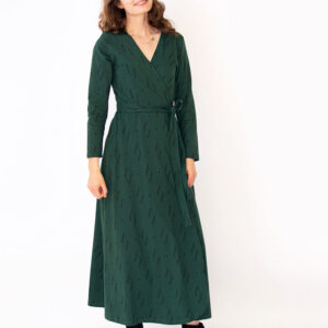 Katie Maxi Wrap Dress - Diamond Vine Dark Sage - Image 3
