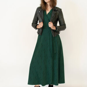 Katie Maxi Wrap Dress - Diamond Vine Dark Sage - Image 5