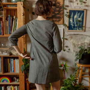 Vienna Pleated Dress - Woven Check Black - Image 3