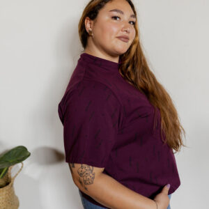 Eve Plus Size Top - Diamond Vine Dark Purple - Image 1