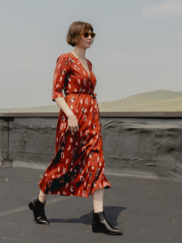 Aditi Wrap Dress - Modern Objects Cranberry - Image 4