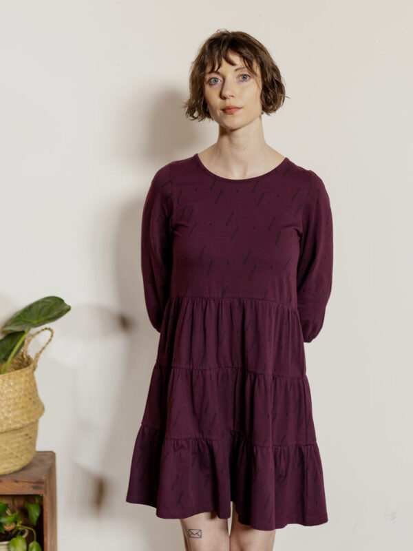 Bellini Long Sleeve Dress - Diamond Vine Dark Purple - Image 4