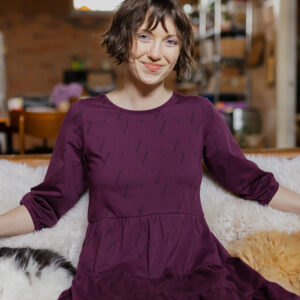 Bellini Long Sleeve Dress - Diamond Vine Dark Purple - Image 1