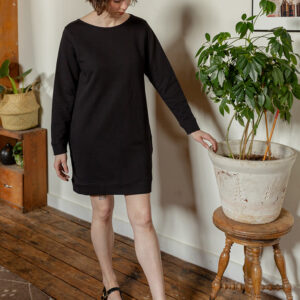 Sweatshirt Dress - Black Loop Knit - Image 2