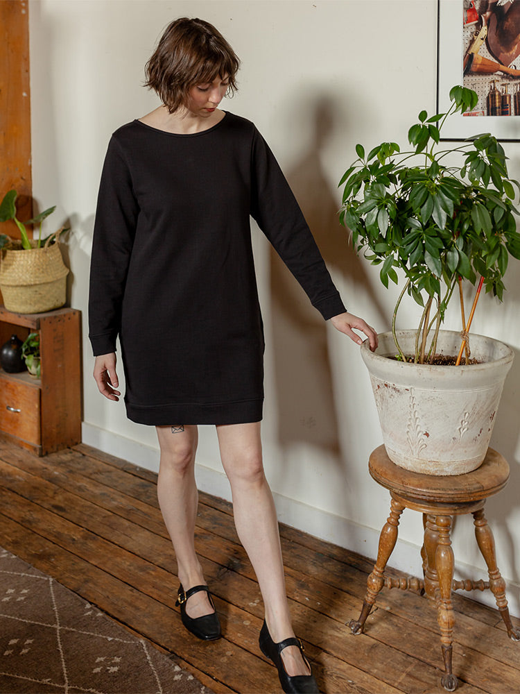 Sweatshirt Dress - Black Loop Knit - Image 2