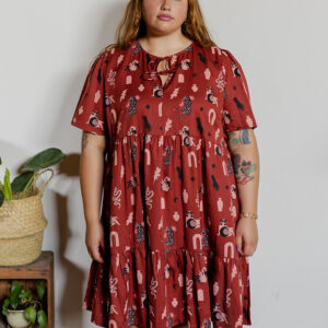 Adelaide Tiered Plus Size Mini Dress - Modern Objects Cranberry - Image 4