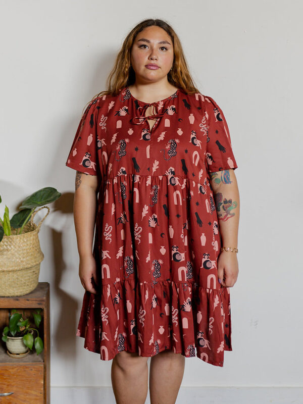 Adelaide Tiered Plus Size Mini Dress - Modern Objects Cranberry - Image 4
