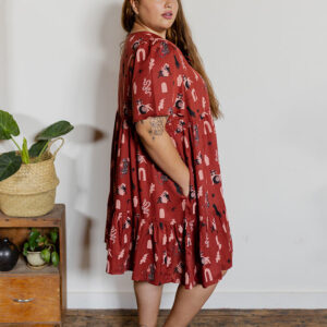 Adelaide Tiered Plus Size Mini Dress - Modern Objects Cranberry - Image 2