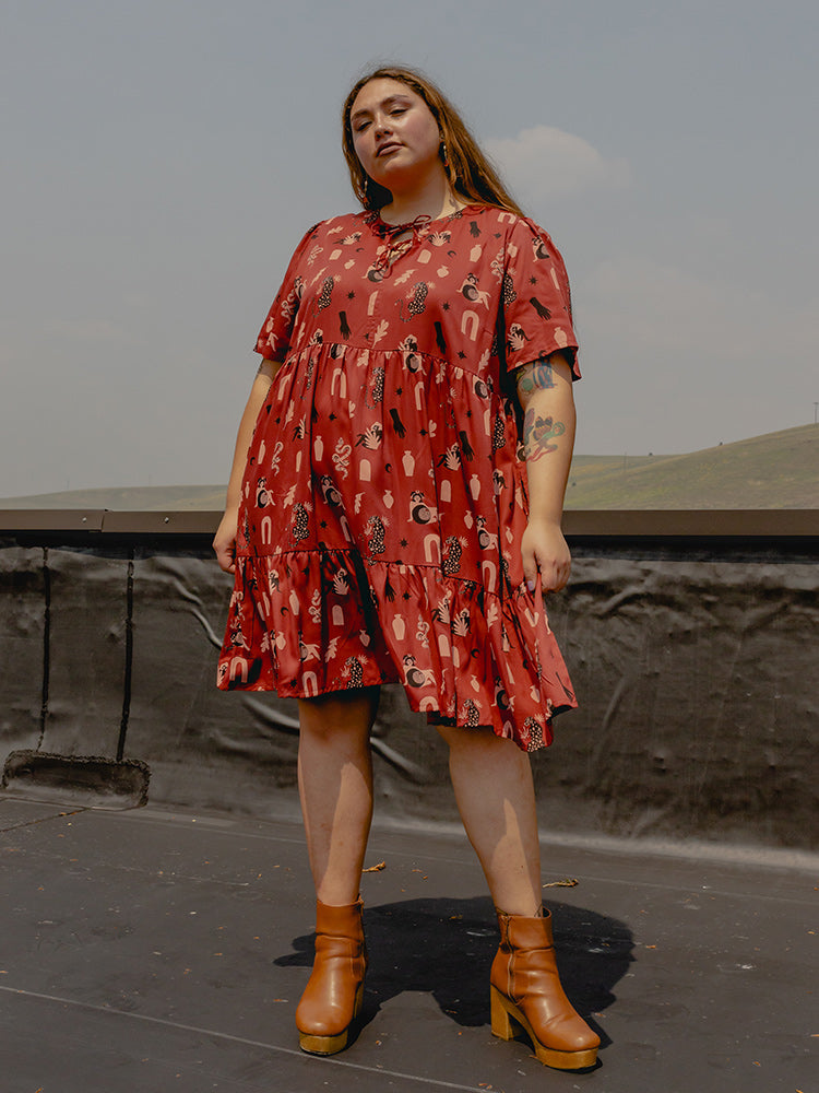 Adelaide Tiered Plus Size Mini Dress - Modern Objects Cranberry - Image 6