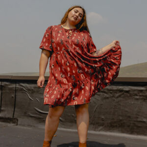 Adelaide Tiered Plus Size Mini Dress - Modern Objects Cranberry - Image 1