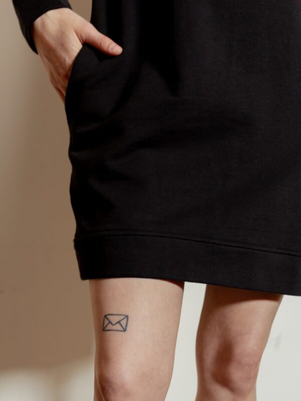 Sweatshirt Dress - Black Loop Knit - Image 6