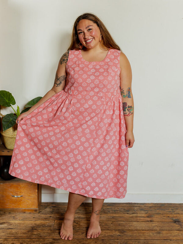 Melody Plus Size Midi Dress - Floral Stamp Rose
