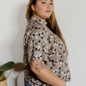 Eve Plus Size Top - Monochrome Quilt - Image 1