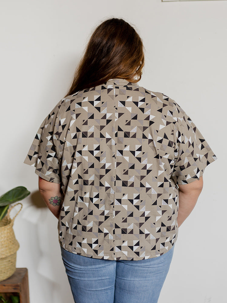 Eve Plus Size Top - Monochrome Quilt - Image 2
