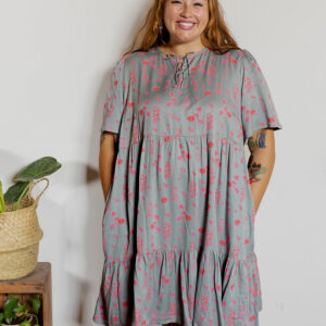 Adelaide Tiered Plus Size Mini Dress - Botanical Slate - Image 2