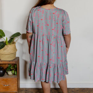 Adelaide Tiered Plus Size Mini Dress - Botanical Slate - Image 4