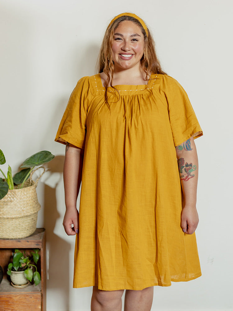 Alexis Plus Size Mini Dress - Turmeric - Image 1