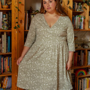 Callie 3/4 Sleeve Plus Size Wrap Dress - Field Taupe - Image 1