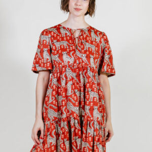 Adelaide Tiered Mini Dress - Poppy Leopard - Image 1