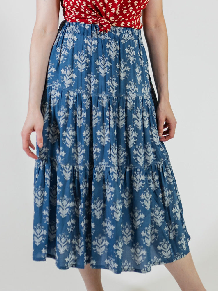 Danielle Tiered Skirt - Indigo Blossom - Image 1