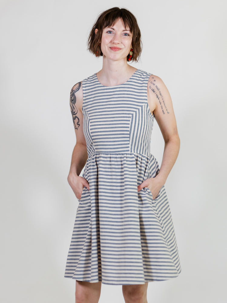 Nadiya Dress - Pinstripe Blue - Image 3