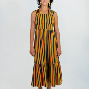Opal Dress - Navy Chartreuse Stripe - Image 8