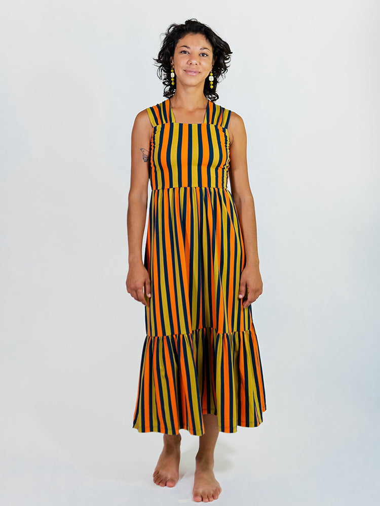 Opal Dress - Navy Chartreuse Stripe - Image 8