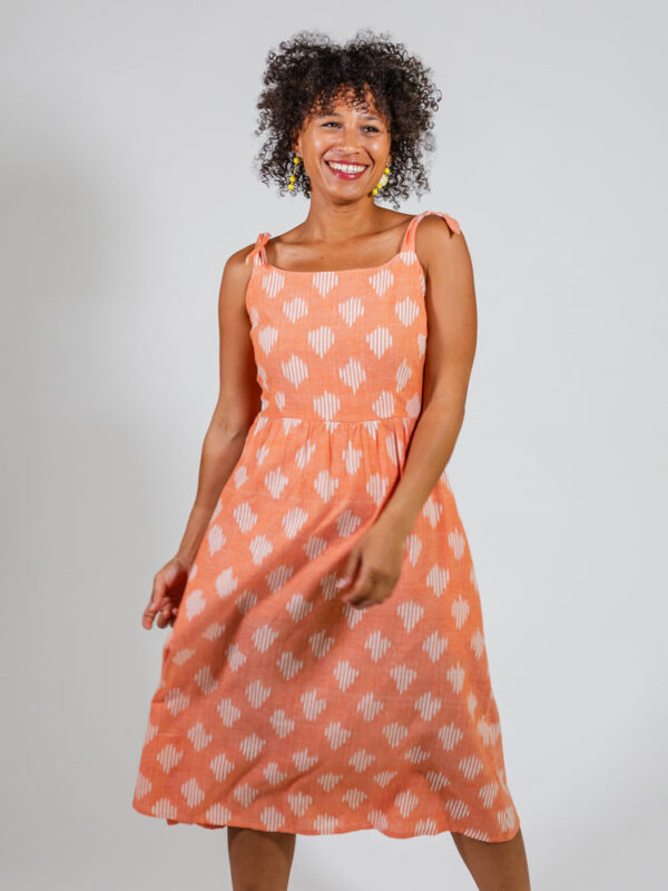 Provence Midi Dress - Peach Ikat - Image 6