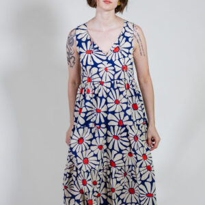 Thais Tiered Sleeveless Dress - Navy Floral - Image 5