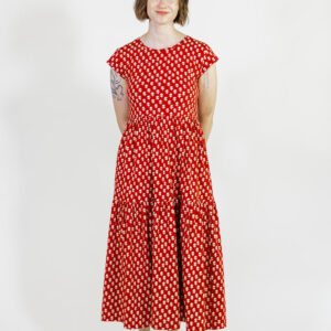 Tiered Jersey Dress - Micro Floral Red - Image 1